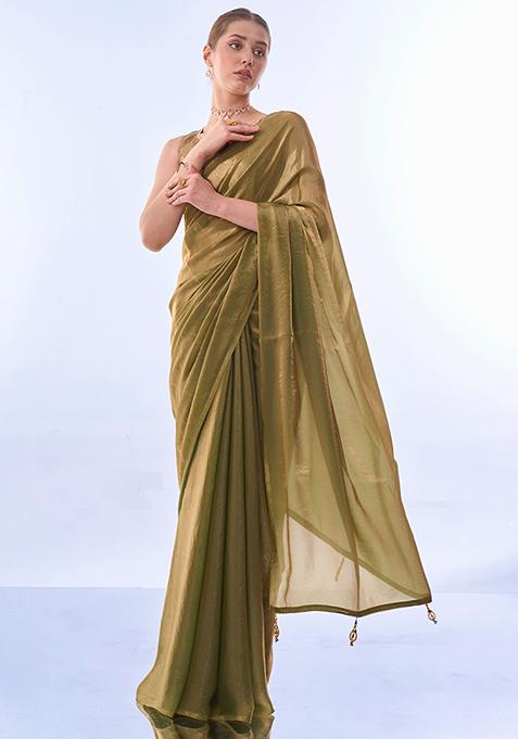 Green Swarovski Work Fendi Saree Set