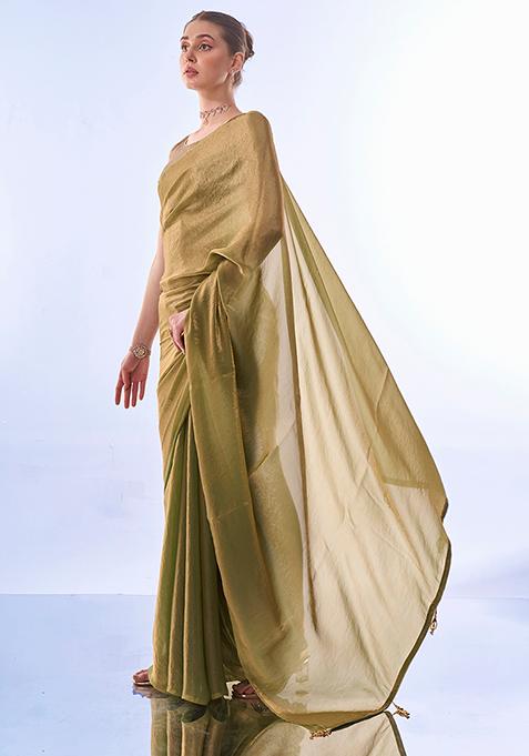 Green Swarovski Work Fendi Saree Set