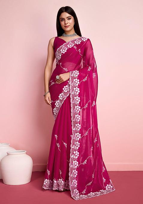 Pink Sequin Embroidered Jimmy Choo Saree Set