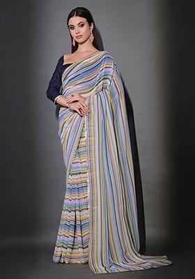 Multicolour Sequin Embroidered Georgette Saree Set