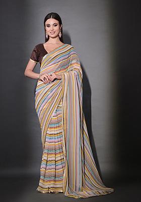 Multicolour Sequin Embroidered Georgette Saree Set