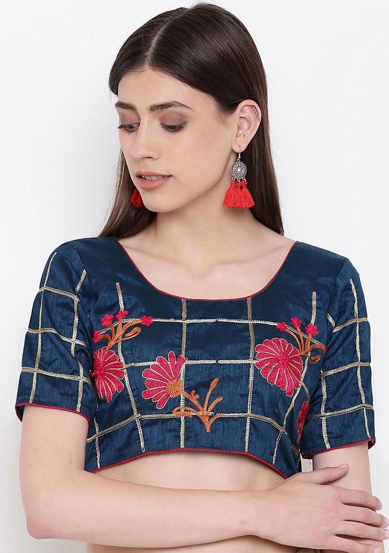 Green Solid Silk Blend Saree Set