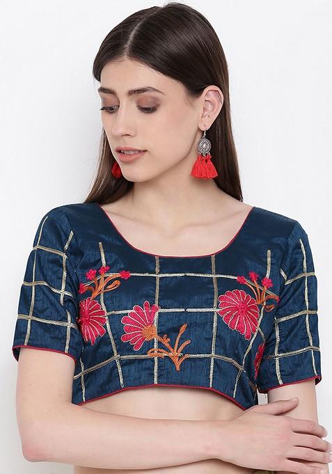 Green Solid Silk Blend Saree Set