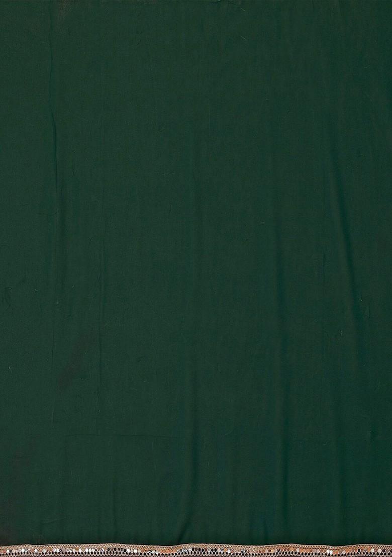 Green Embellished Mirror Work Saree Set