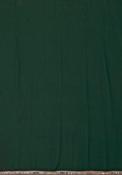 Green Embellished Mirror Work Saree Set