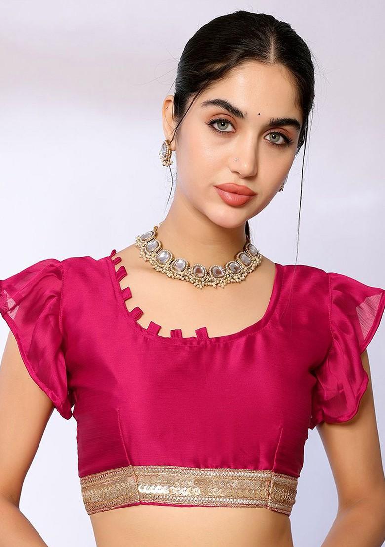 Pink Sequin Embroidered Saree Set