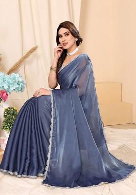Grey Embellished Saree Set