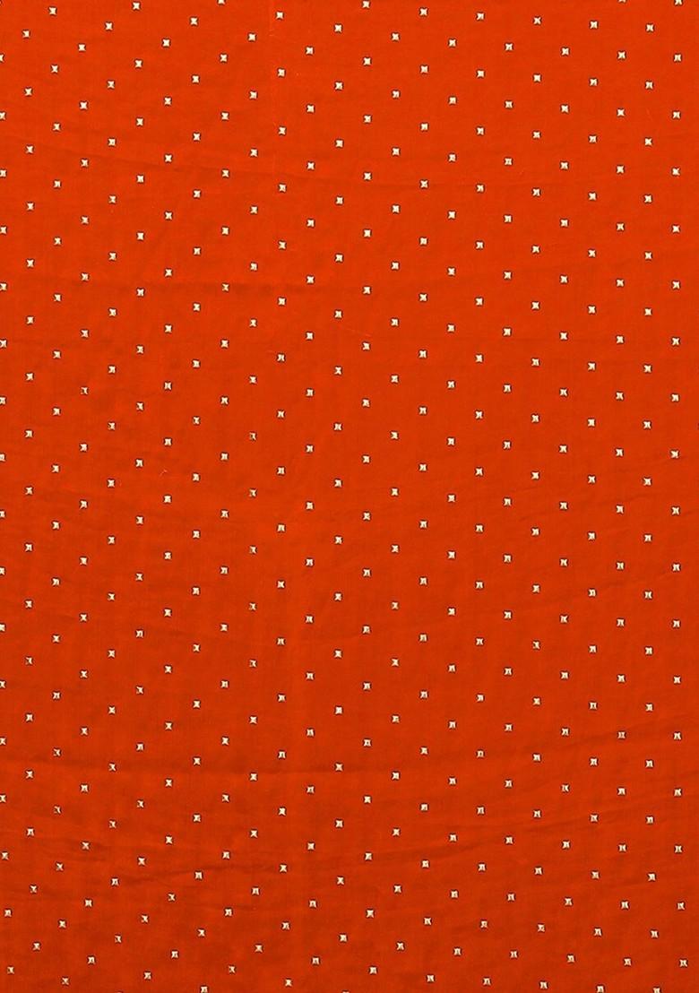 Orange Embellished Zari Poly Chiffon Saree Set