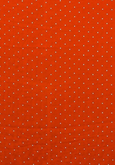 Orange Embellished Zari Poly Chiffon Saree Set