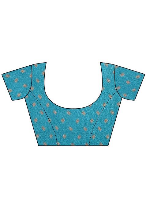 Blue Ethnic Motifs Printed Pure Chiffon Saree Set