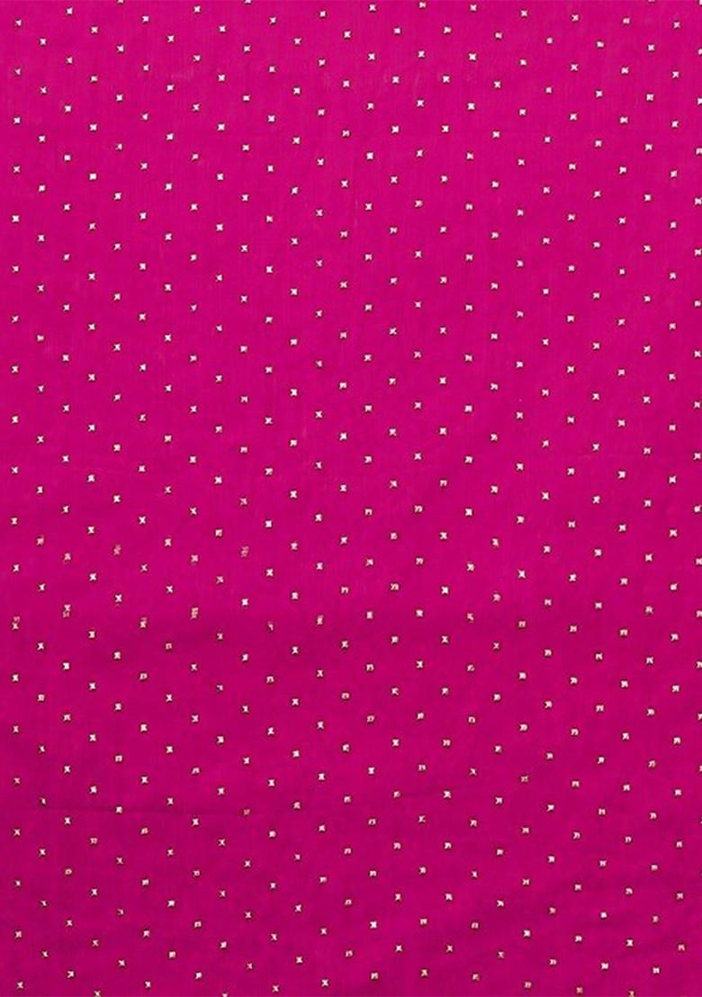 Pink Embellished Zari Poly Chiffon Saree Set