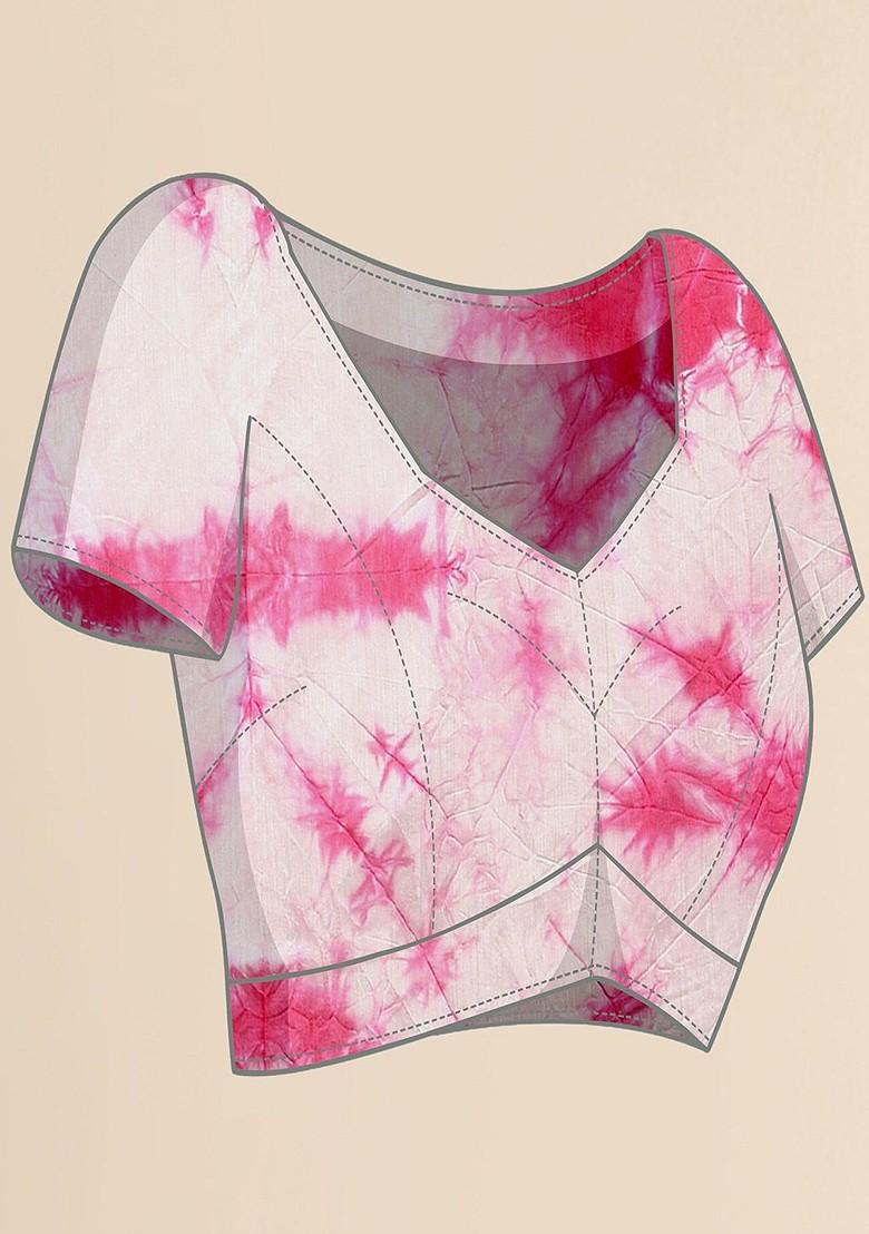 Pink Tie And Dye Sequin Embroidered Chanderi Saree Set