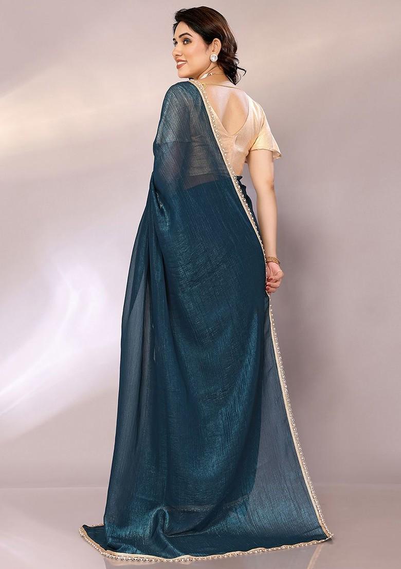 Teal Gotta Patti Saree Set