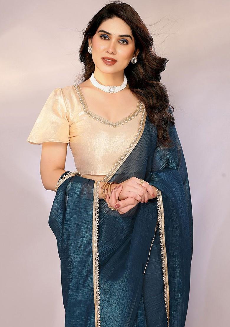 Teal Gotta Patti Saree Set