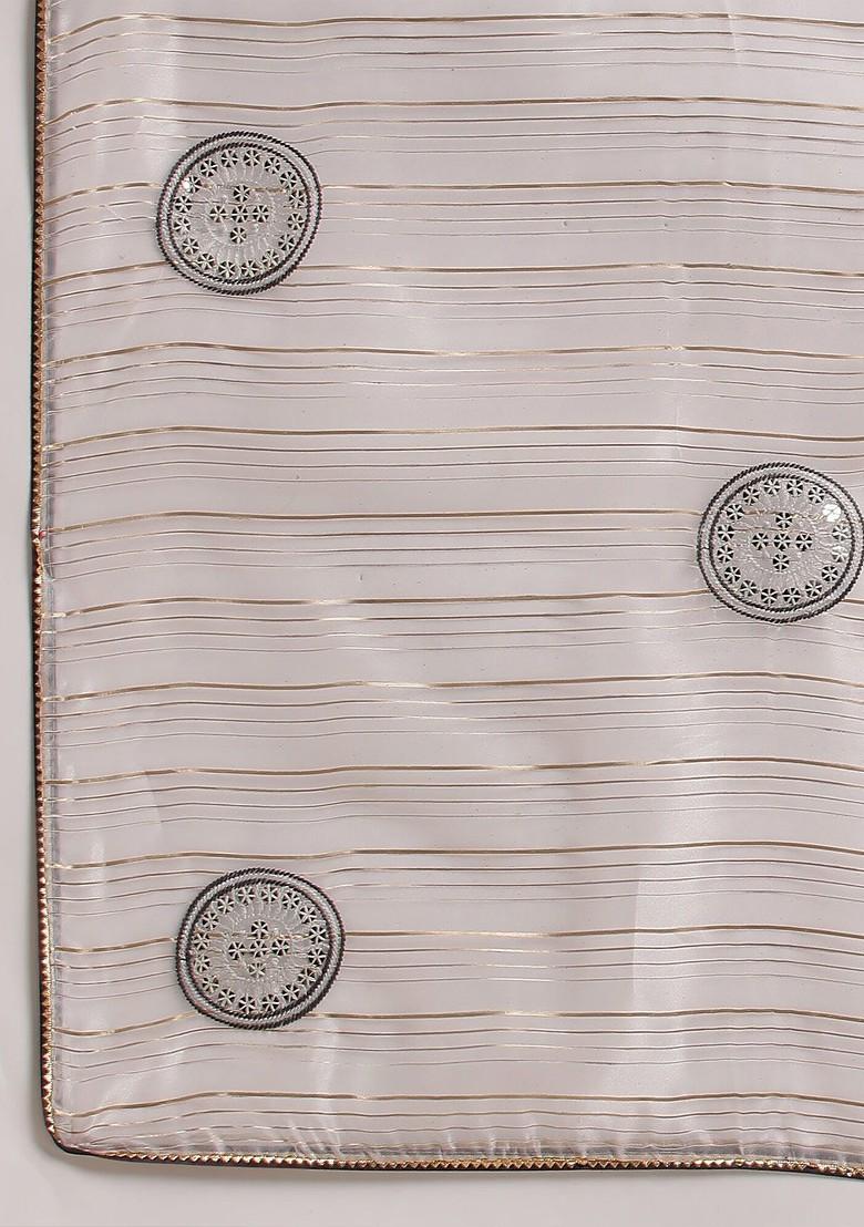 Grey Embellished Organza Saree Set