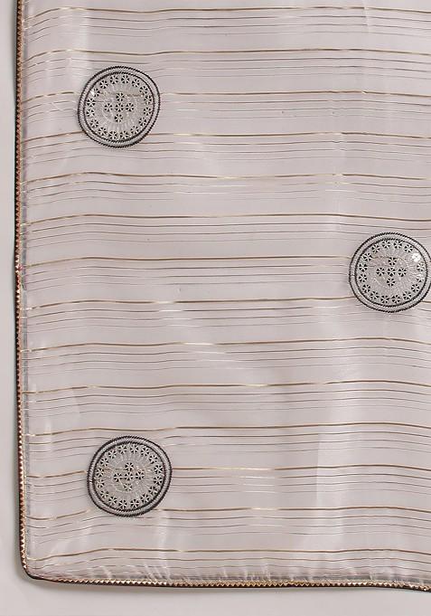 Grey Embellished Organza Saree Set