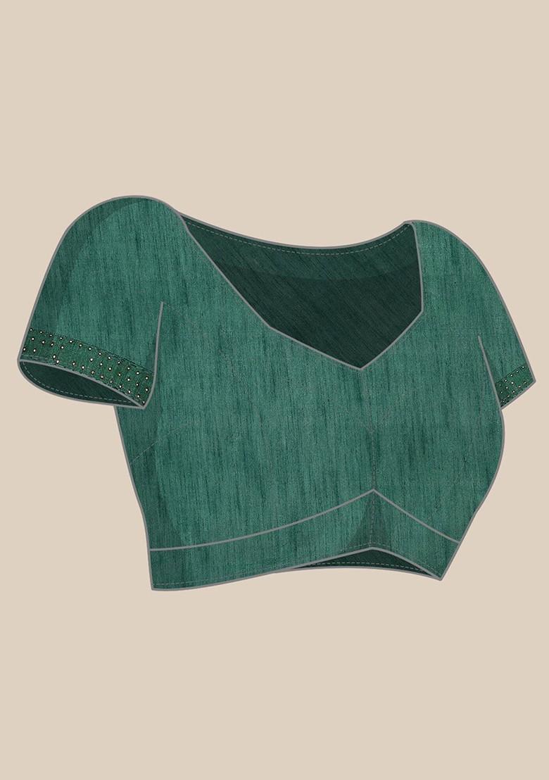 Green Embellished Embroidered Poly Chiffon Saree Set