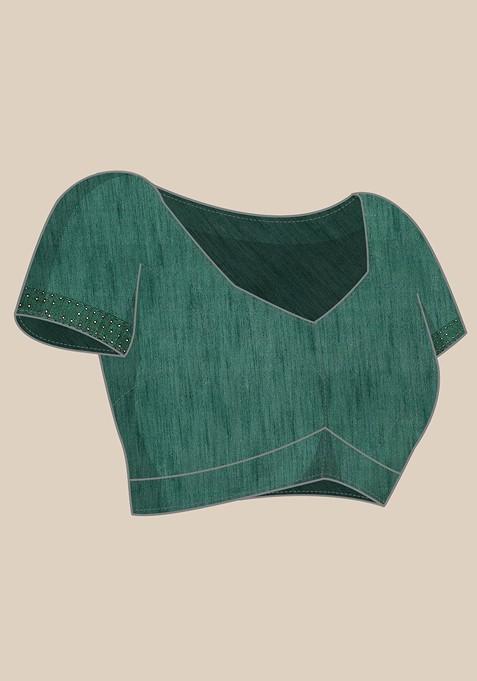 Green Embellished Embroidered Poly Chiffon Saree Set