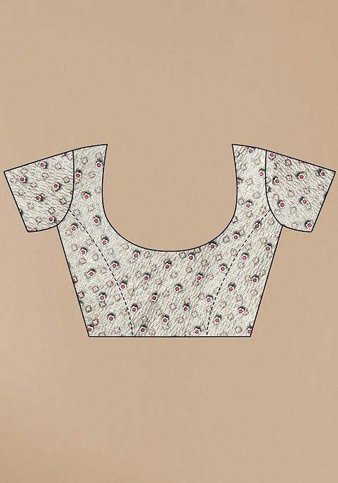 Green Ethnic Motifs Printed Saree Set