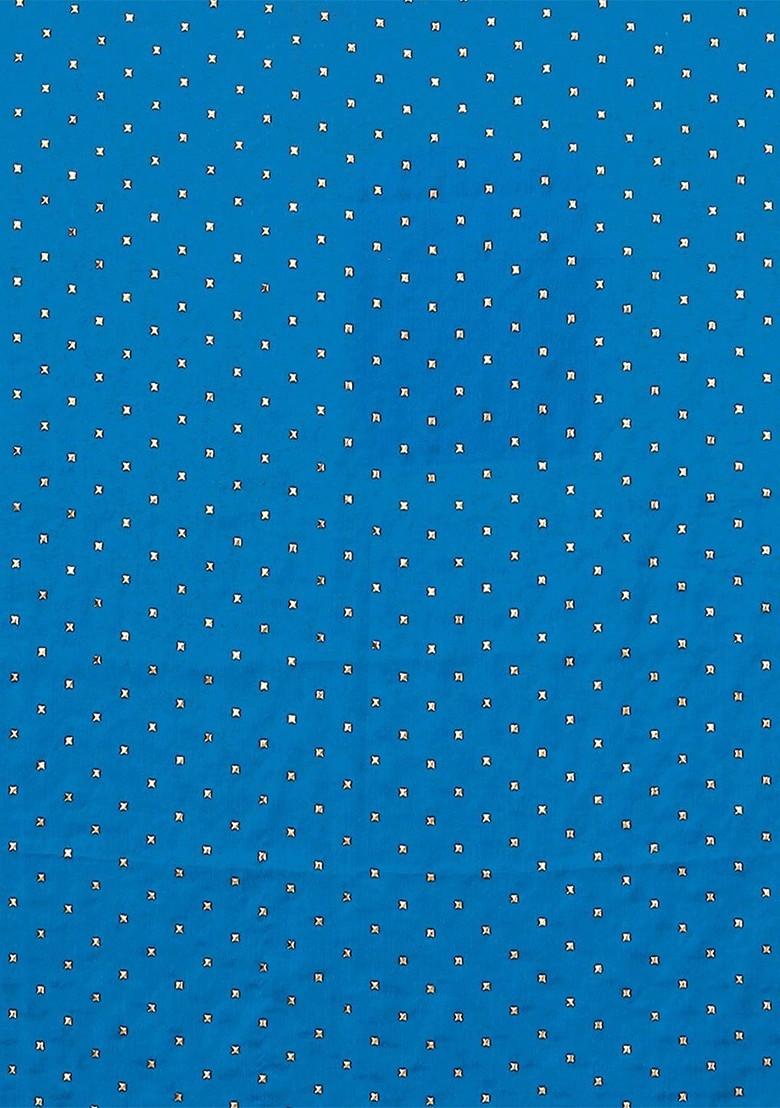 Blue Embellished Zari Poly Chiffon Saree Set