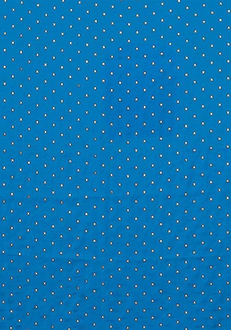 Blue Embellished Zari Poly Chiffon Saree Set