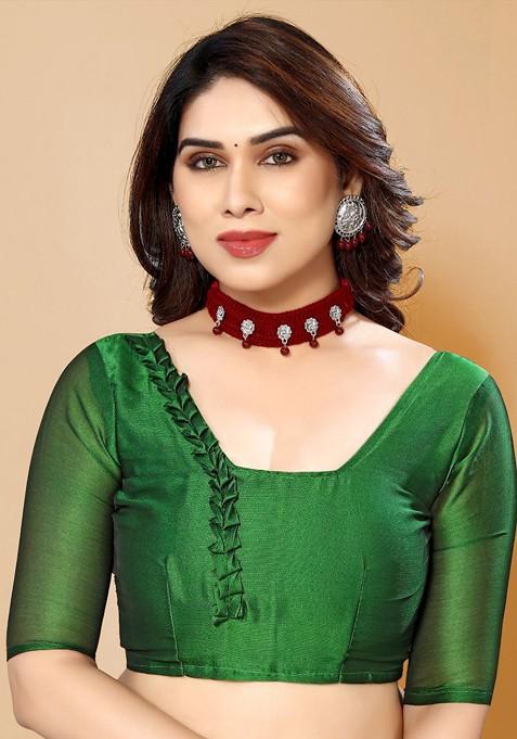 Red Floral Print Saree Set