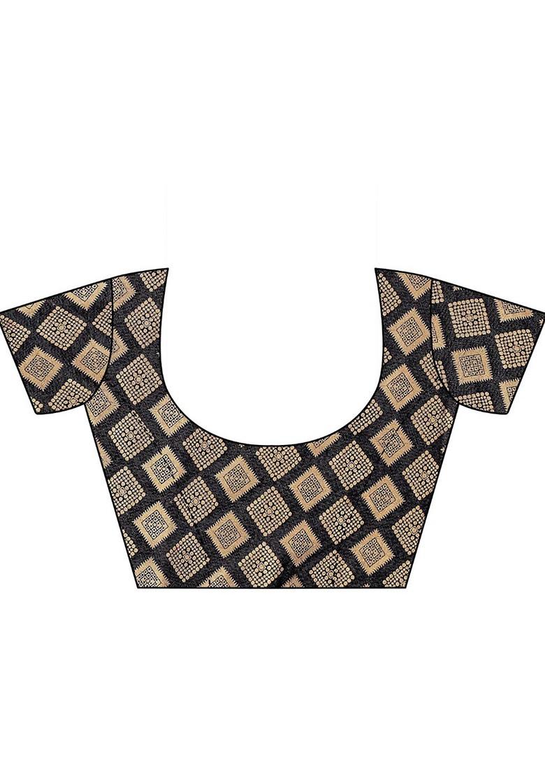 Orange Geometric Zari Saree Set - Indya