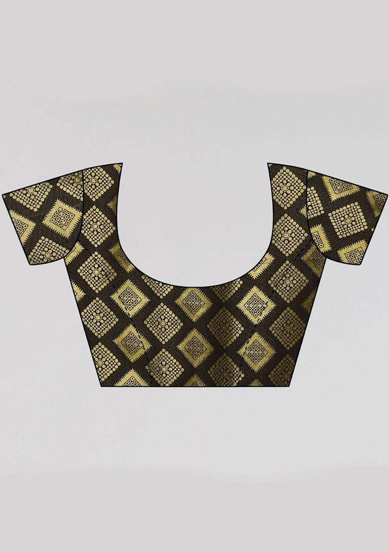 Green Ethnic Motifs Zari Saree Set