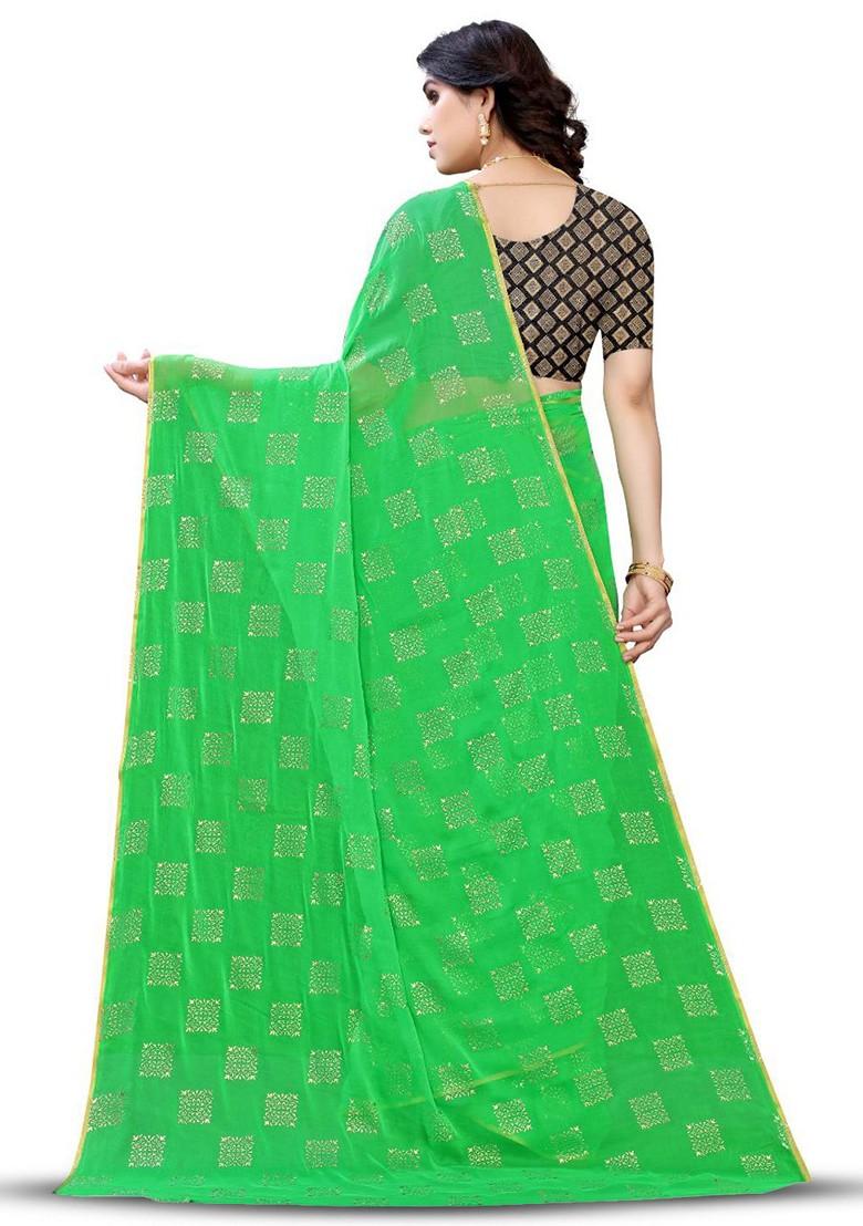 Green Ethnic Motifs Saree Set