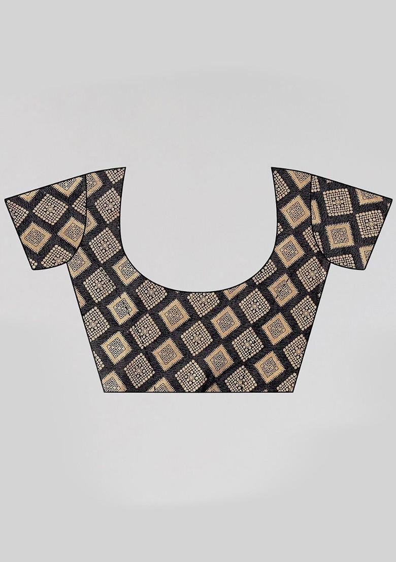 Blue Ethnic Motifs Saree Set