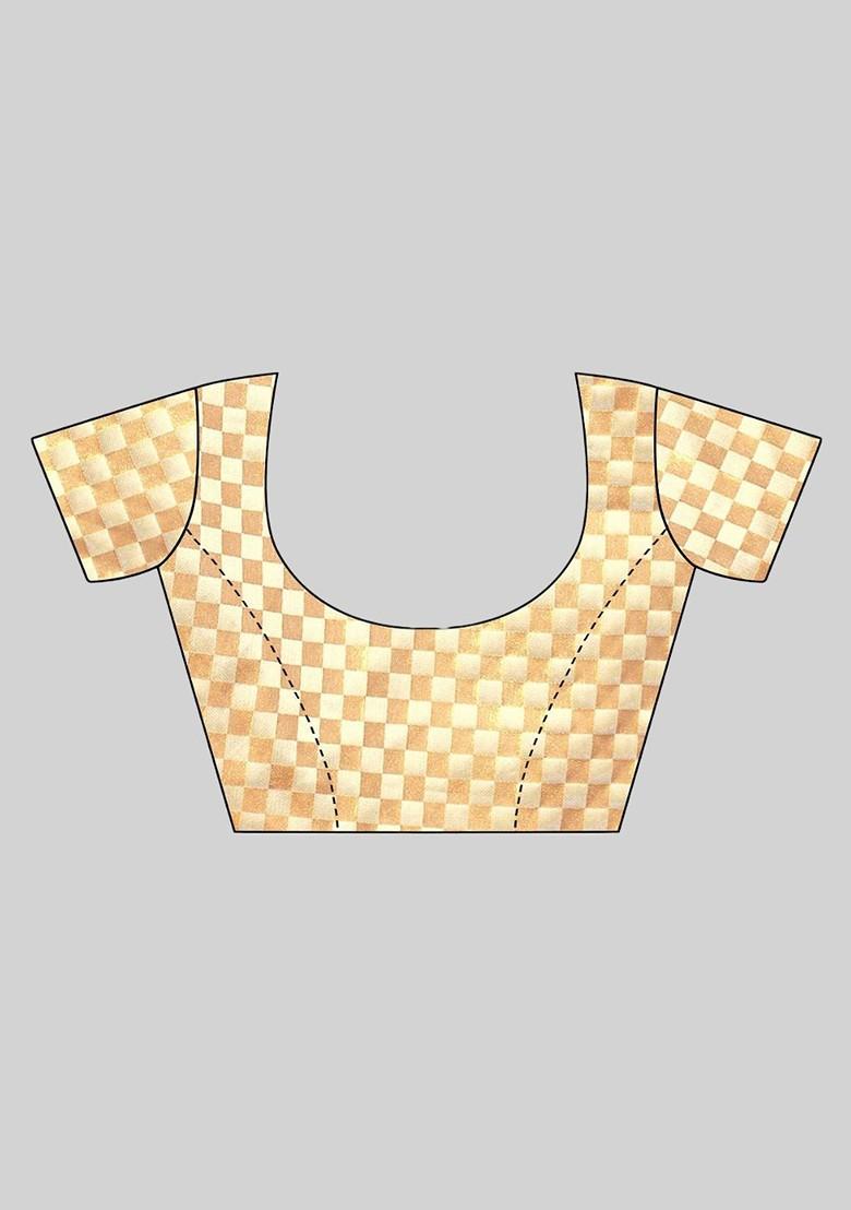 Pink Polka Dot Printed Saree Set