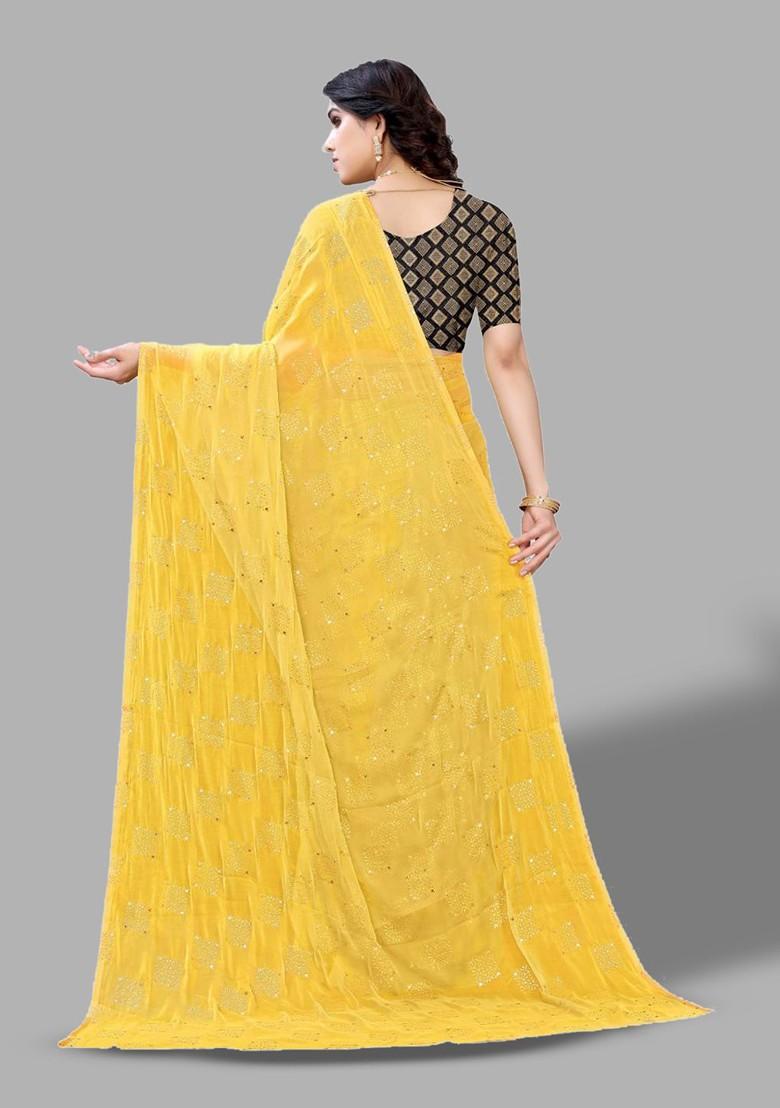 Yellow Ethnic Motifs Printed Saree Set