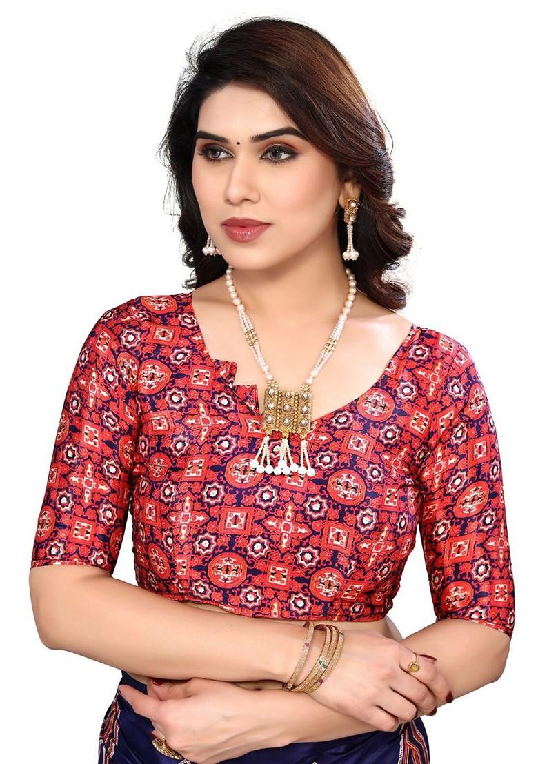 Blue Ethnic Motifs Printed Pure Crepe Saree Set