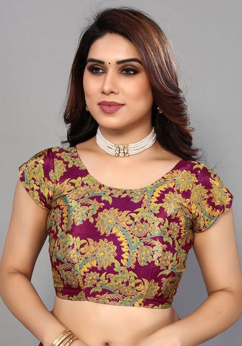 Purple Tie And Dye Pure Crepe Saree Set