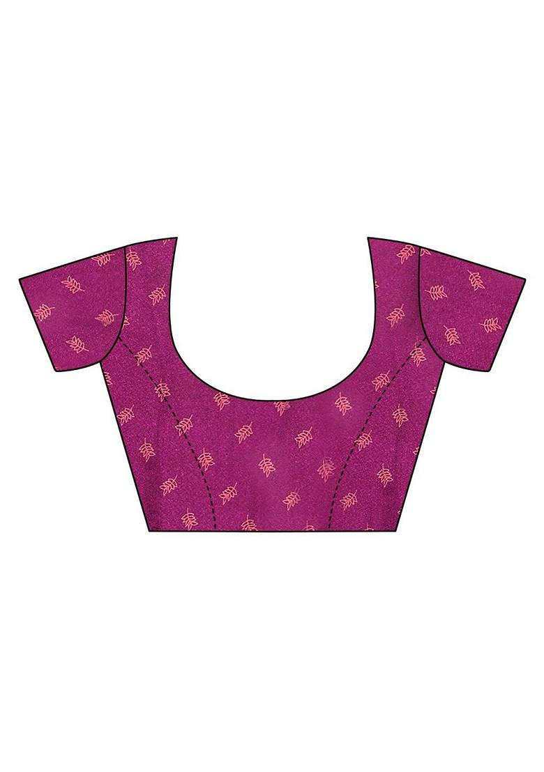 Purple Ethnic Motifs Printed Pure Chiffon Saree Set