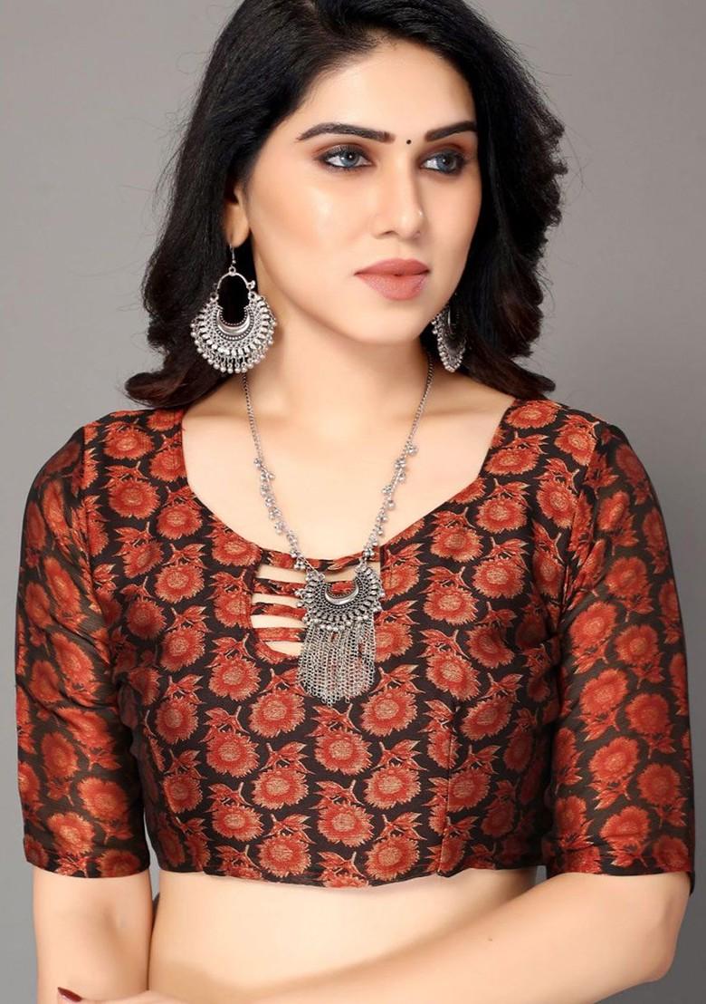 Red Ethnic Motif Printed Saree Set