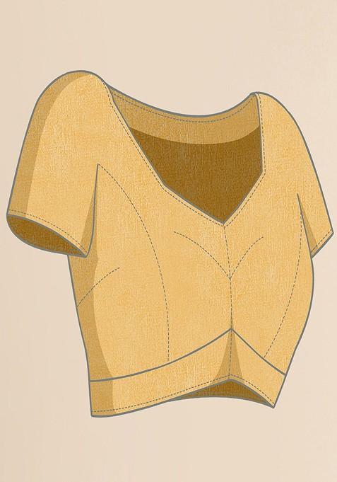 Yellow Ethnic Motifs Woven Silk Cotton Chanderi Silk Saree Set