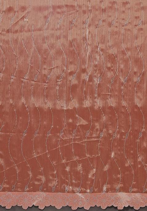 Golden Bead Embellished Saree Set