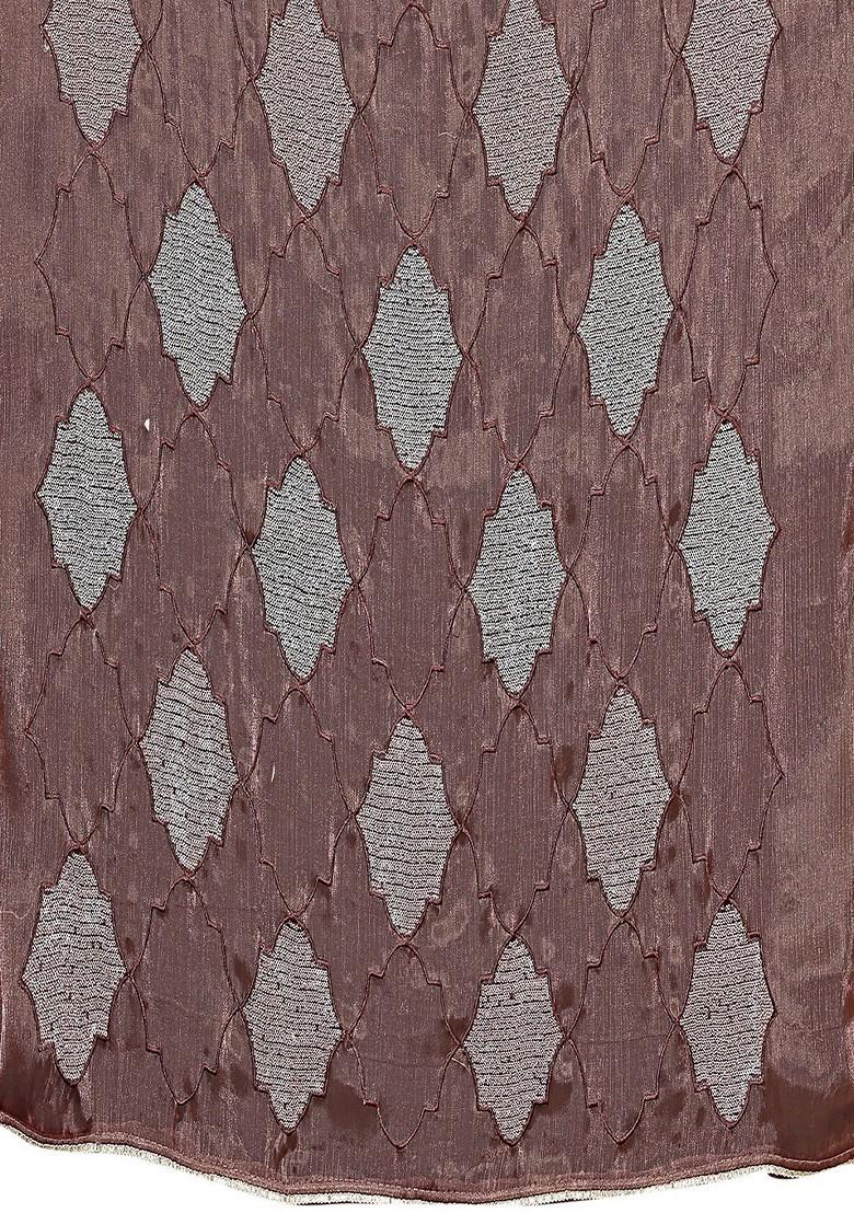 Brown Ethnic Motifs Embroidered Sequin Detailed Organza Saree Set