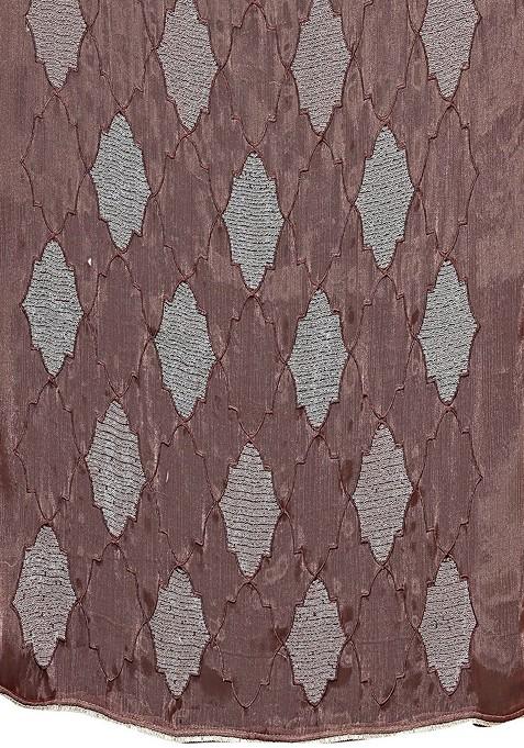 Brown Ethnic Motifs Embroidered Sequin Detailed Organza Saree Set