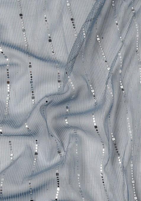 Blue Ethnic Motifs Embellished Saree Set