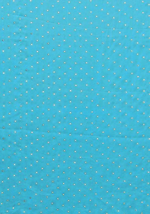 Blue Geometric Print Zari Saree Set