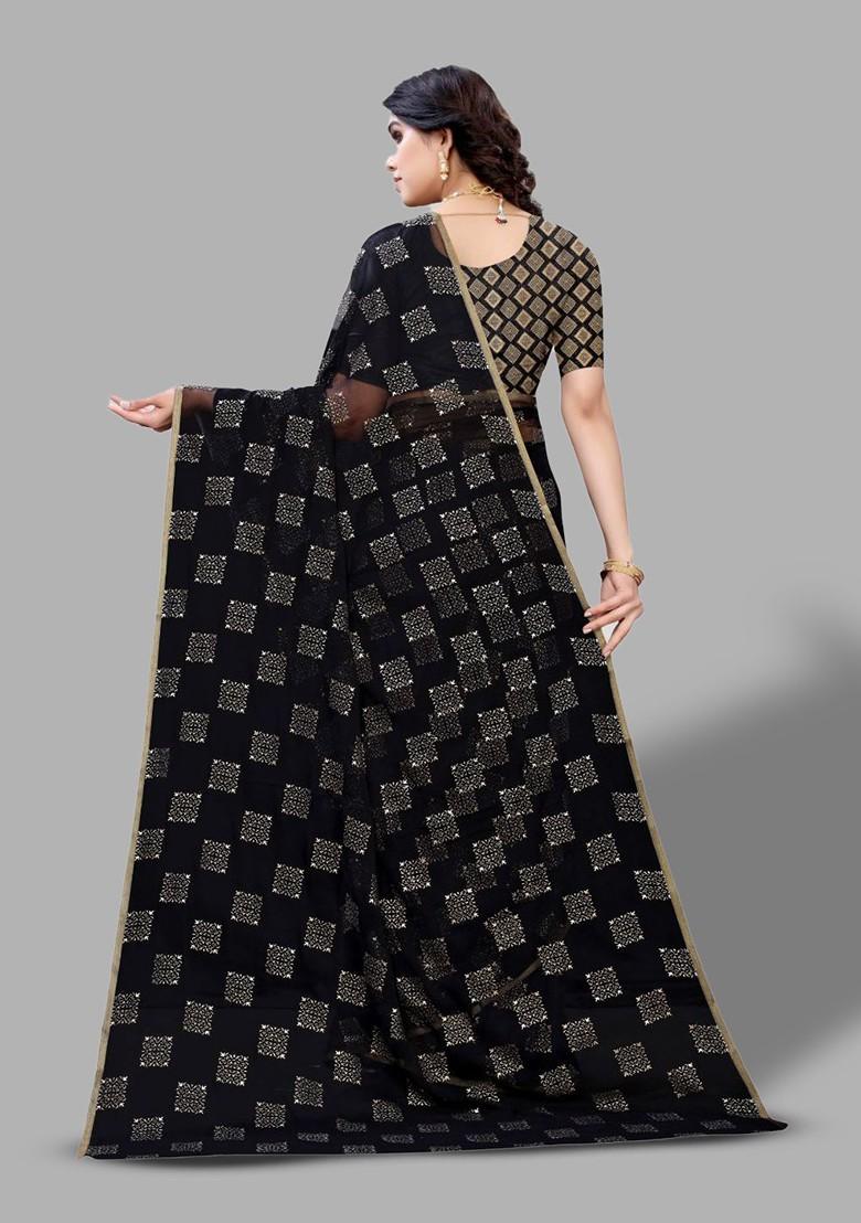 Black Ethnic Motifs Saree Set