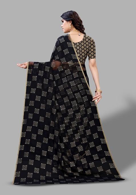 Black Ethnic Motifs Saree Set