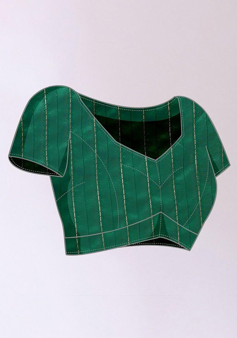 Green Ethnic Motifs Printed Saree Set