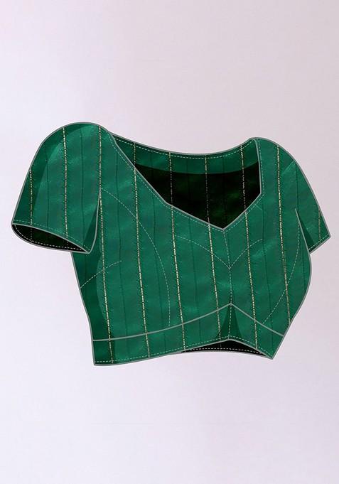 Green Ethnic Motifs Printed Saree Set