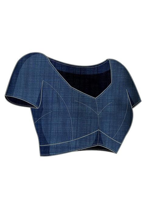 Green Floral Print Pure Chiffon Saree Set