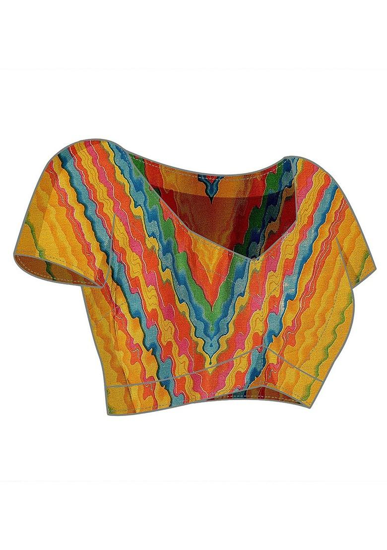 Yellow Printed Saree Set