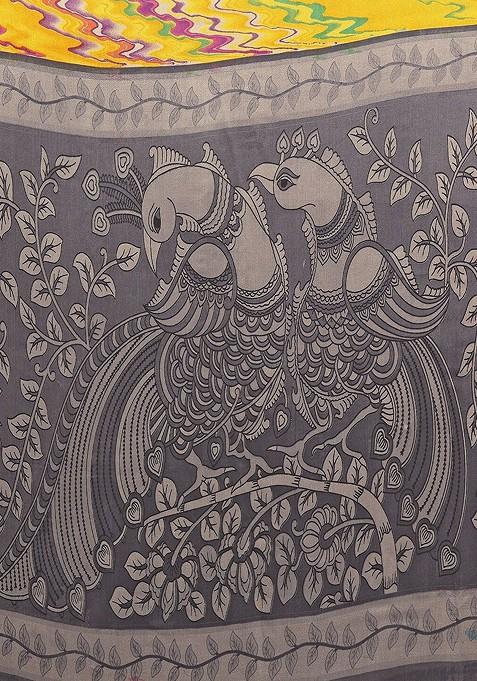 Yellow Printed Saree Set