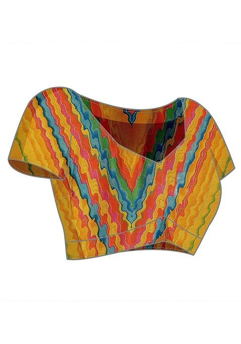 Yellow Printed Saree Set